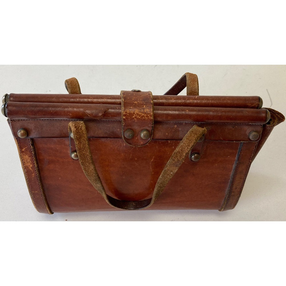 Vintage John Romain Purse Brown Leather Doctors Bag Handbag Look - Picture 5 of 12